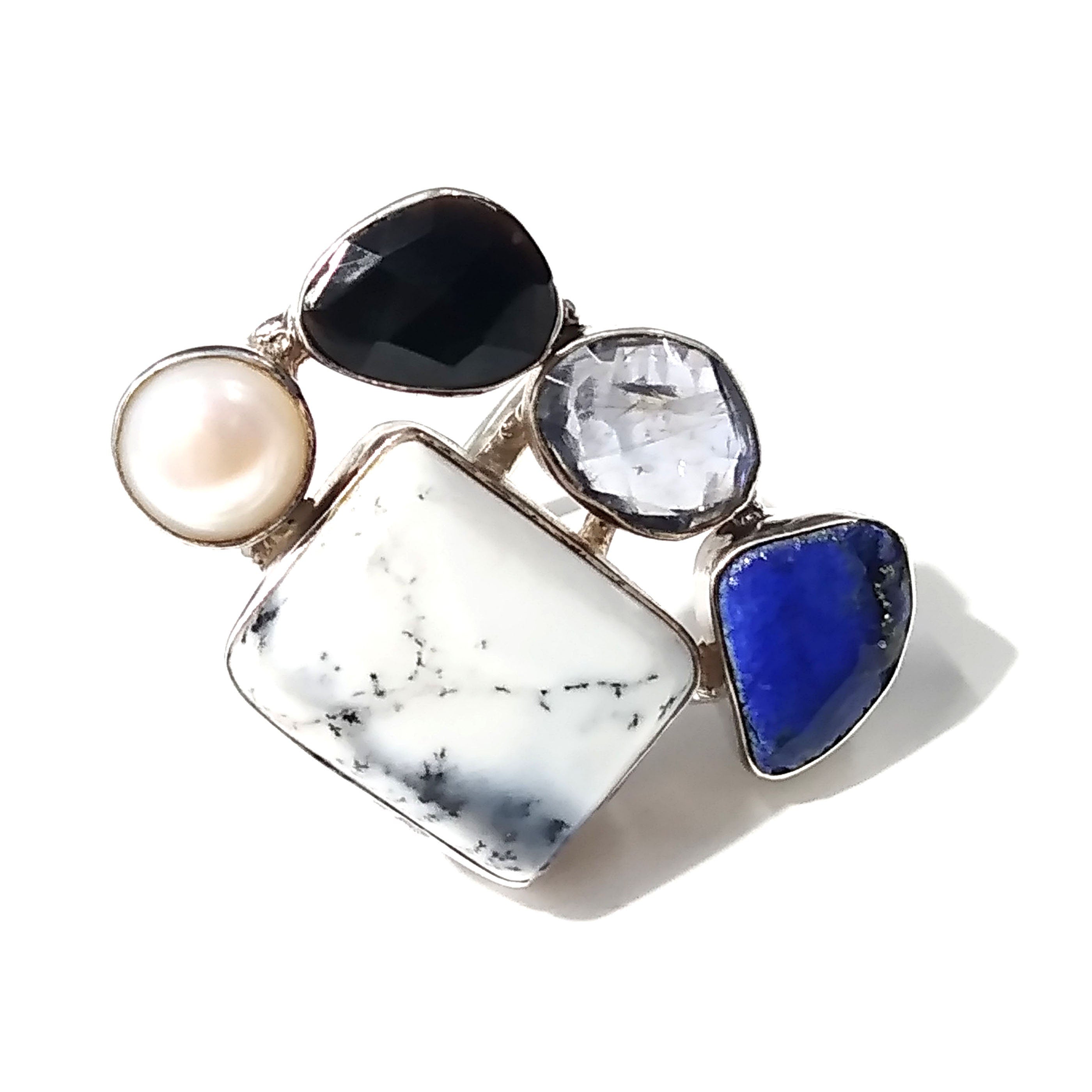 925 Starling Silver Rings, With All Natural Gemstone Rings, Beautiful Nice Multi Stone Ring, Handmade Gemstone Ring, For Girls & Women Ring.